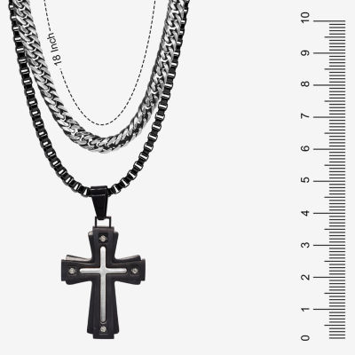 Stainless Steel Cross 2-pc. Jewelry Set