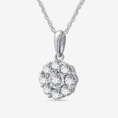 Diamond Blossom Womens 1 CT. T.W. Rope Lab Grown White Diamond Sterling Silver Flower Pendant Necklace Set