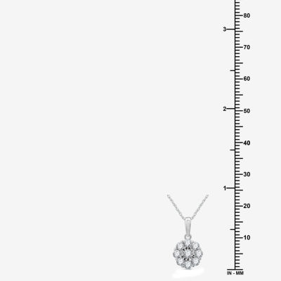 Diamond Blossom Womens 1 CT. T.W. Rope Lab Grown White Diamond Sterling Silver Flower Pendant Necklace Set