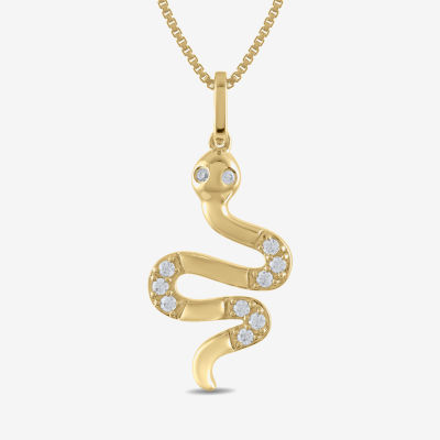 Snake Womens 1/10 CT. T.W. Lab Grown White Diamond 14K Gold Over Silver Sterling Silver Pendant Necklace