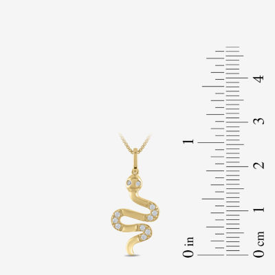 Snake Womens 1/10 CT. T.W. Lab Grown White Diamond 14K Gold Over Silver Sterling Silver Pendant Necklace