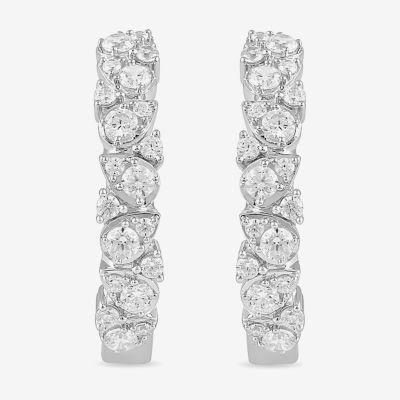 1 CT. T.W. Lab Grown White Diamond Sterling Silver 24.8mm Hoop Earrings