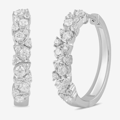 1 CT. T.W. Lab Grown White Diamond Sterling Silver 24.8mm Hoop Earrings