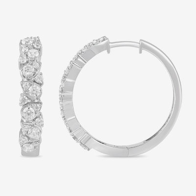 1 CT. T.W. Lab Grown White Diamond Sterling Silver 24.8mm Hoop Earrings