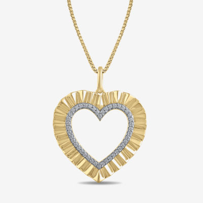 Womens 1/10 CT. T.W. Natural White Diamond 14K Gold Over Silver Sterling Silver Heart Pendant Necklace