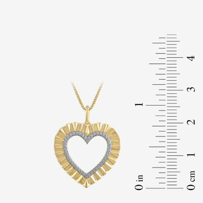 Womens 1/10 CT. T.W. Natural White Diamond 14K Gold Over Silver Sterling Silver Heart Pendant Necklace