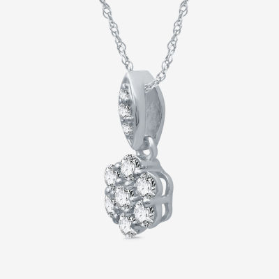 Diamond Blossom Womens 1/4 CT. T.W. Lab Grown White Diamond Sterling Silver Flower Pendant Necklace