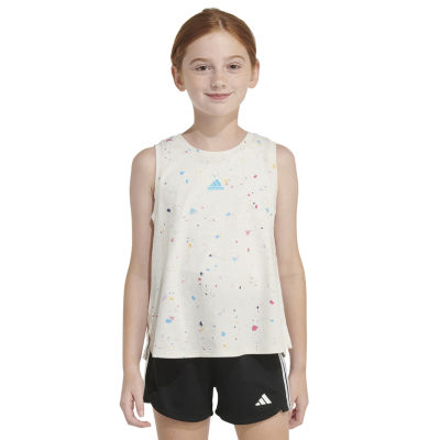 adidas Big Girls Embroidered Crew Neck Tank Top