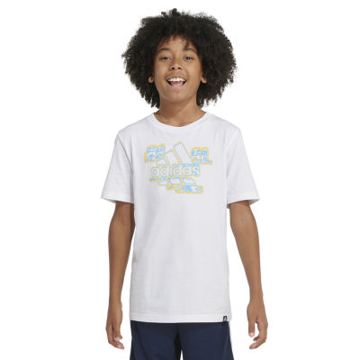adidas Big Boys Husky Crew Neck Short Sleeve Graphic T-Shirt