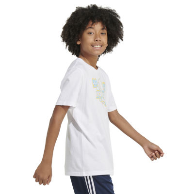 adidas Big Boys Husky Crew Neck Short Sleeve Graphic T-Shirt