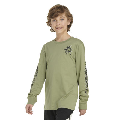 adidas Big Boys Crew Neck Long Sleeve Graphic T-Shirt