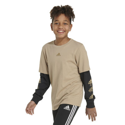 adidas Big Kid Boys Crew Neck Long Sleeve Active T-Shirt