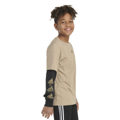 adidas Big Kid Boys Crew Neck Long Sleeve Active T-Shirt