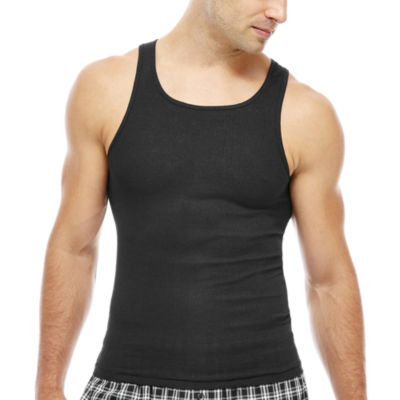 Hanes Men's ComfortBlend® FreshIQ™ Tank Undershirt 4Pack, Color Black