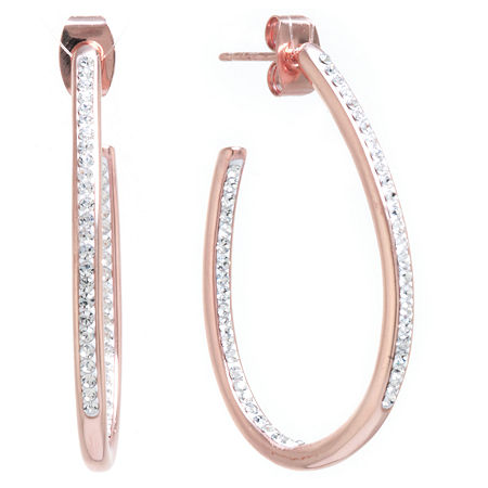 Sparkle Allure Womens 14k Rose Gold Over Brass 35mm Hoop Earrings, One Size