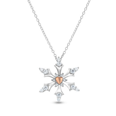 DiamonArt® Womens 1/2 CT. T.W. Cubic Zirconia 18K Rose Gold Over Silver Pendant Necklace