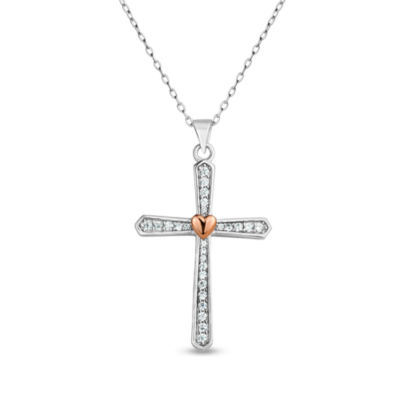 DiamonArt® Womens 1/2 CT. T.W. Cubic Zirconia 18K Rose Gold Over Silver Pendant Necklace