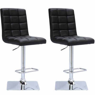 Bonded Leather and Chrome Adjustable Bar Stool-Set of 2