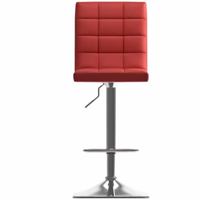 Bonded Leather and Chrome Adjustable Bar Stool-Set of 2