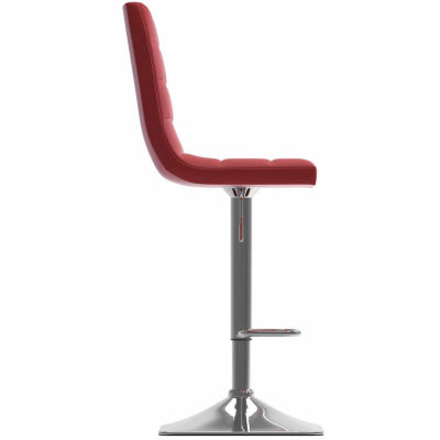 Bonded Leather and Chrome Adjustable Bar Stool-Set of 2