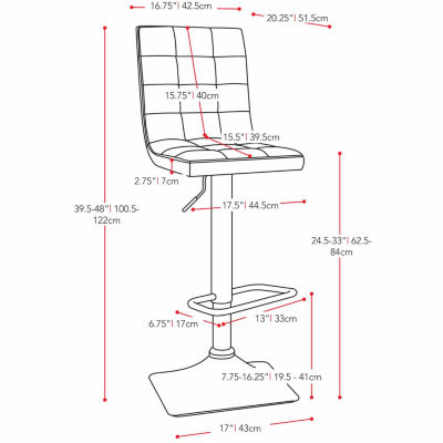 Bonded Leather and Chrome Adjustable Bar Stool-Set of 2