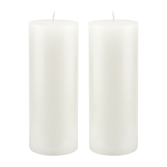 2 Pack 3X8 Unscented White Pillar Candles