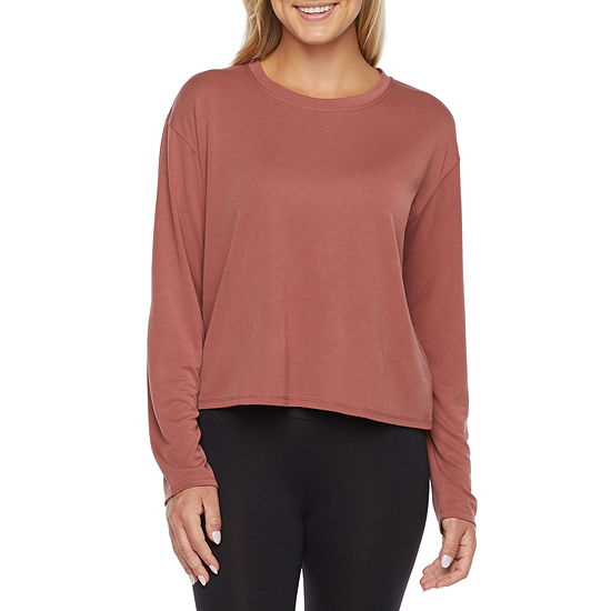 Stylus Womens Crew Neck Long Sleeve Crop Top - JCPenney