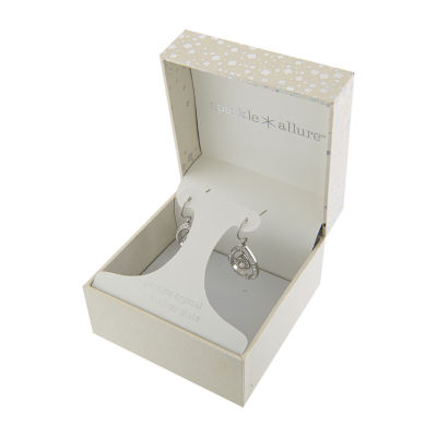 Sparkle Allure Womens Crystal Pure Silver Over Brass Pear Drop Earrings
