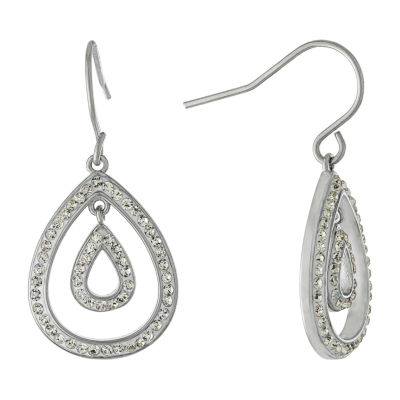 Sparkle Allure Crystal Pure Silver Over Brass Pear Drop Earrings