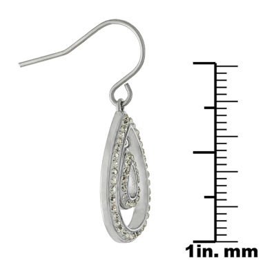 Sparkle Allure Crystal Pure Silver Over Brass Pear Drop Earrings