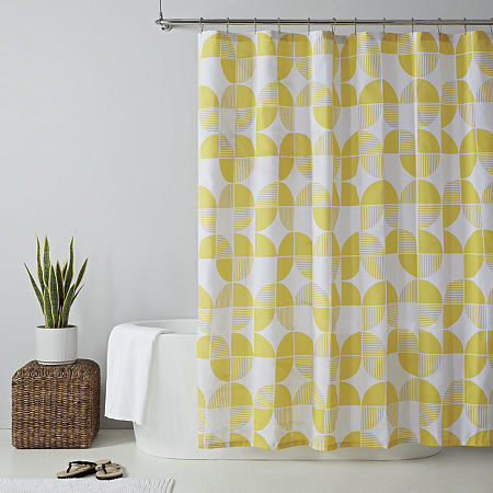 Home Expressions Retro Geo Shower Curtain, One Size, Yellow