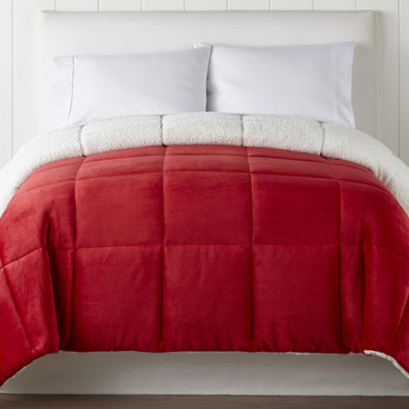 North Pole Trading Co. Mink To Sherpa Reversible Comforter, One Size , Red