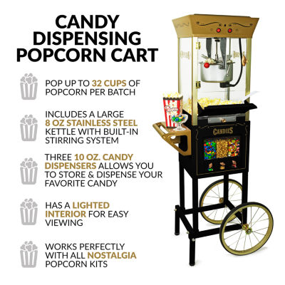 Nostalgia 53in. Retro Popcorn Cart with Candy Dispenser