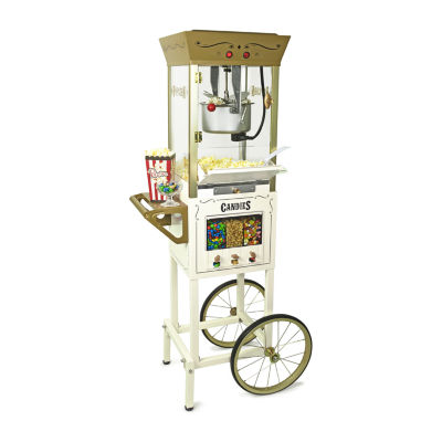 Nostalgia Vintage 8 Ounce Professional Popcorn Cart Makes Up to 32 Cups,  Three Storage Candy & Kernel Dispenser Also for Nuts, Chocolate, Measuring