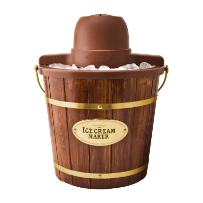 Nostalgia 4Quart Wood Bucket Ice Cream Maker NWICM4DB, Color Dark