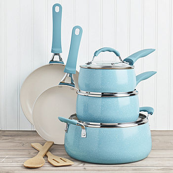 Two-Tone Speckled 10-Piece Ceramic Cookware Set