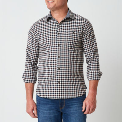 mutual weave Mens Regular Fit Long Sleeve Plaid Button-Down Shirt