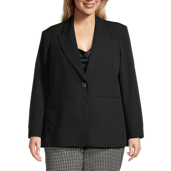 Worthington Plus Womens Regular Fit Blazer, Color: Black - JCPenney