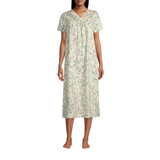 Adonna Womens Petite Short Sleeve V Neck Nightgown