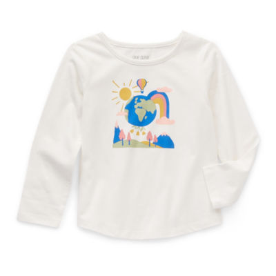 Okie Dokie Toddler Girls Round Neck Long Sleeve Graphic T-Shirt