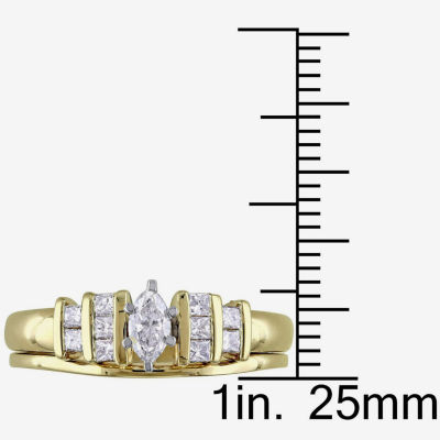 Womens 1/2 CT. T.W. Natural White Diamond 14K Gold Marquise Side Stone Bridal Set