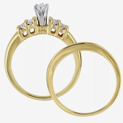 Womens 1/2 CT. T.W. Natural White Diamond 14K Gold Marquise Side Stone Bridal Set