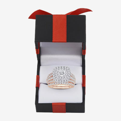 Womens 2 CT. T.W. Mined White Diamond 10K Rose Gold Cushion Halo Bridal Set