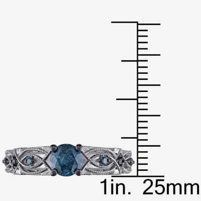 Womens 3/4 CT. T.W. Mined Blue Diamond 10K Gold Round Engagement Ring