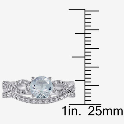 1/6 CT. T.W. Blue Aquamarine 10K Gold Bridal Set