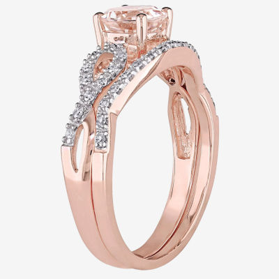 1/3 CT. T.W. Pink Morganite 10K Gold Bridal Set