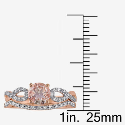 1/3 CT. T.W. Pink Morganite 10K Gold Bridal Set