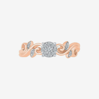 Promise My Love Womens Diamond Accent Natural White 10K Rose Gold Round Halo Ring