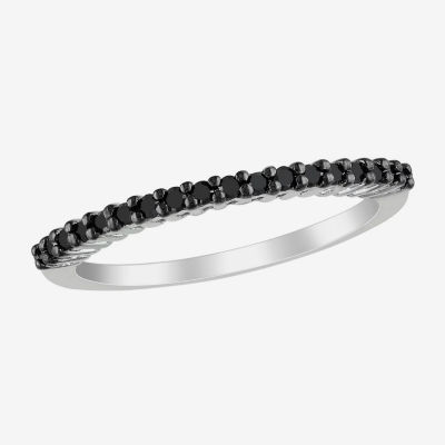 Midnight Black 2MM 1/ CT. T.W. Natural Diamond Sterling Silver Wedding Band