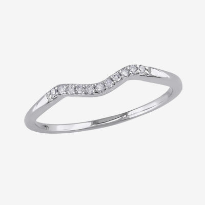 Diamond Accent Natural White 10K Gold Curved Wedding Band